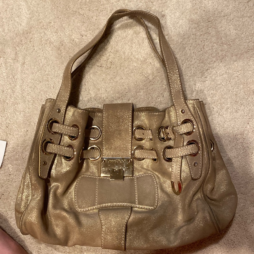 Jimmy Choo Metallic Gold Leather Shoulder Bag